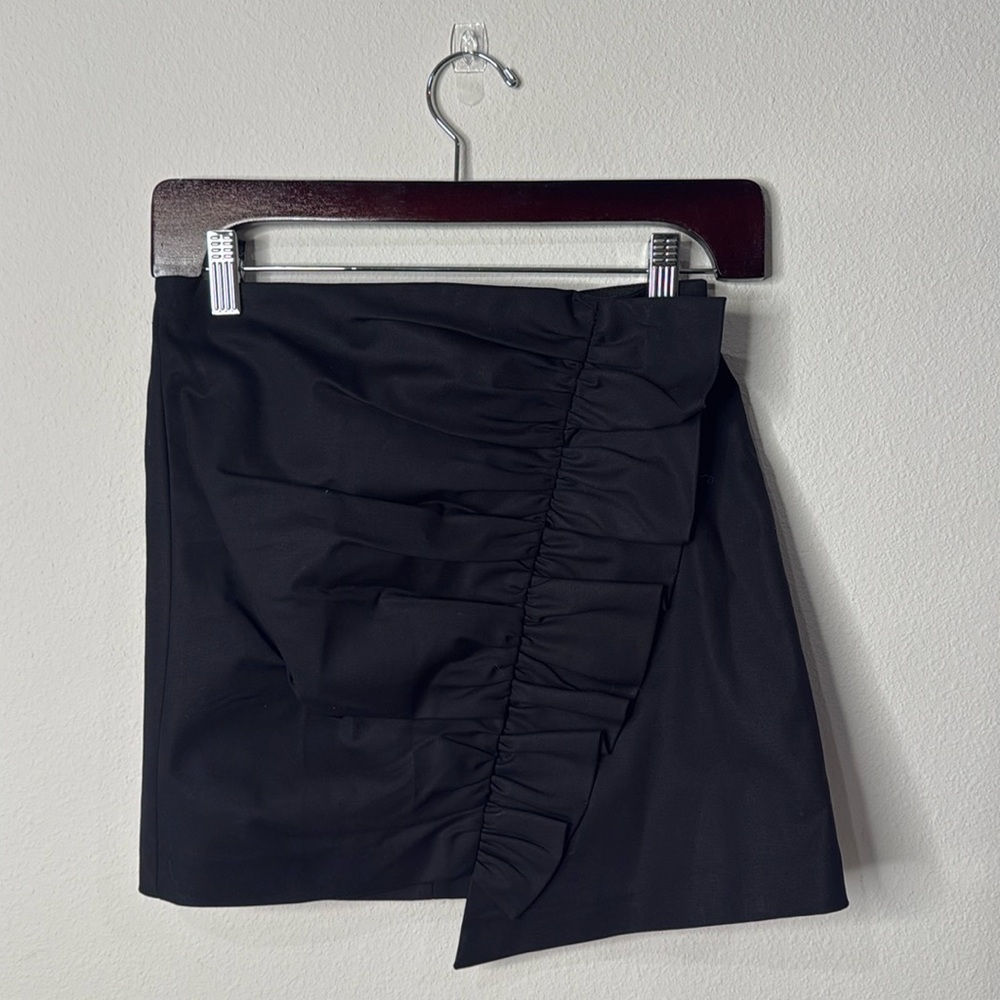 Zara Black Mini Skirt Ruffle Front NWT